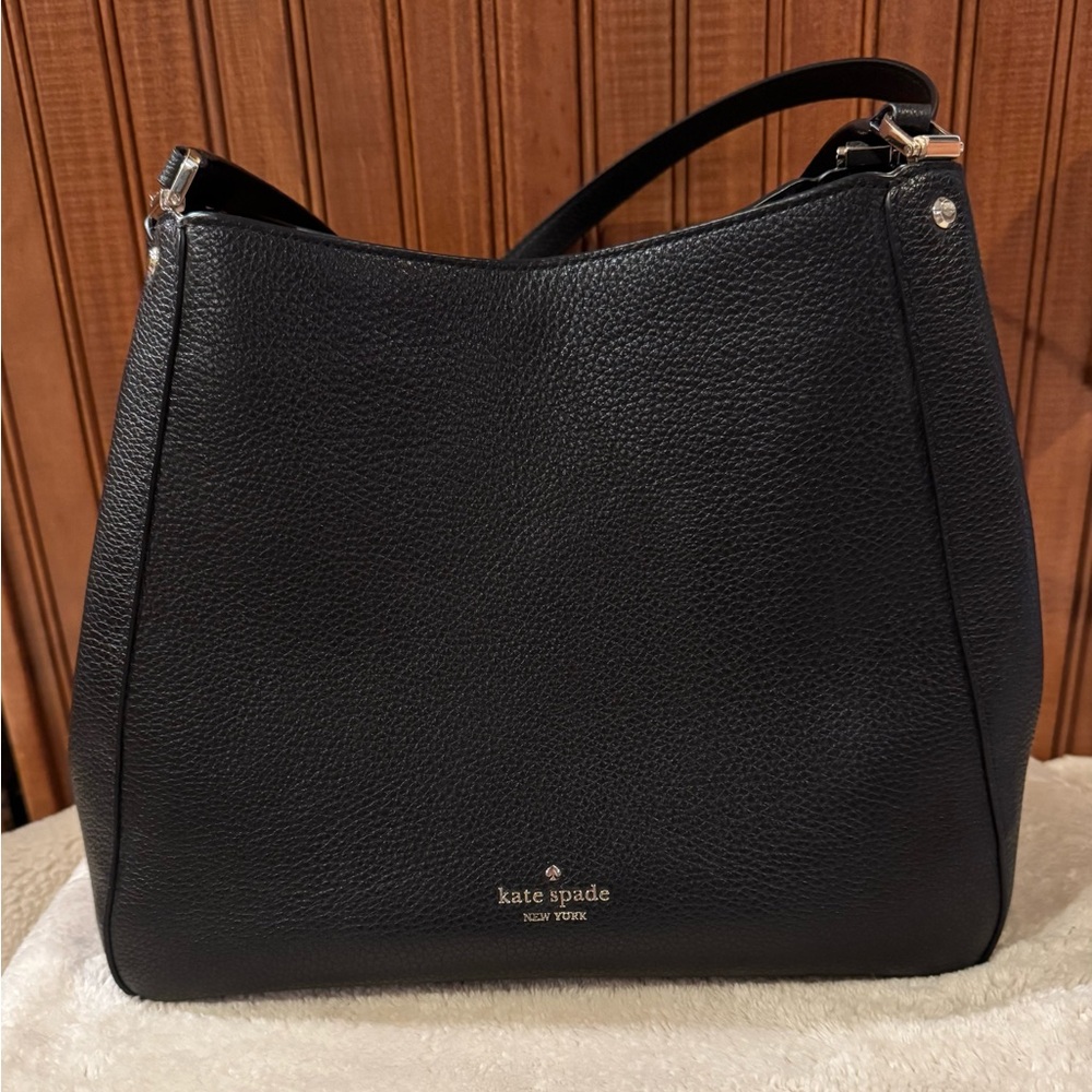 Kate Spade Black Pebbled Leather Hobo Bag